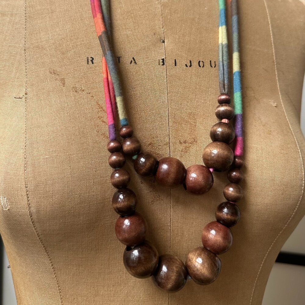 'The Jones Market' Wooden Beaded'The Jones Ma Baby-Proof Stretch Necklace, Brown